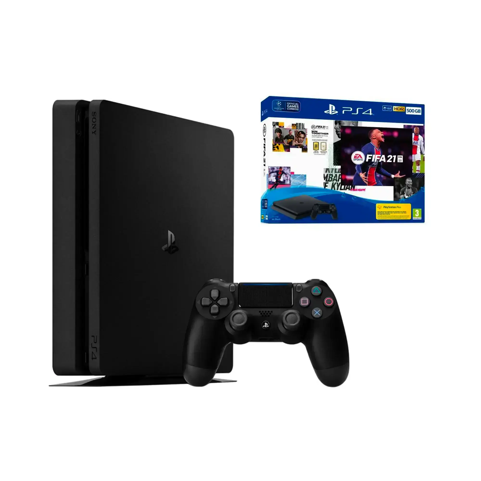 Стационарная игровая приставка Sony PlayStation 4 Slim (PS4 Slim) 500GB + FIFA 21 + DualShock 4 V2 Black